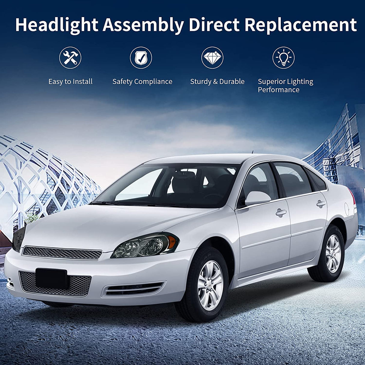 Autosaver88 Headlight Assembly Compatible With 20062013 Chevy Impala 06 07 Monte Carlo Replacement Headlamp Driving Light Chrome Housing Amber Reflector Clear Lens 25958359 25958360 A Black Smoke Oe