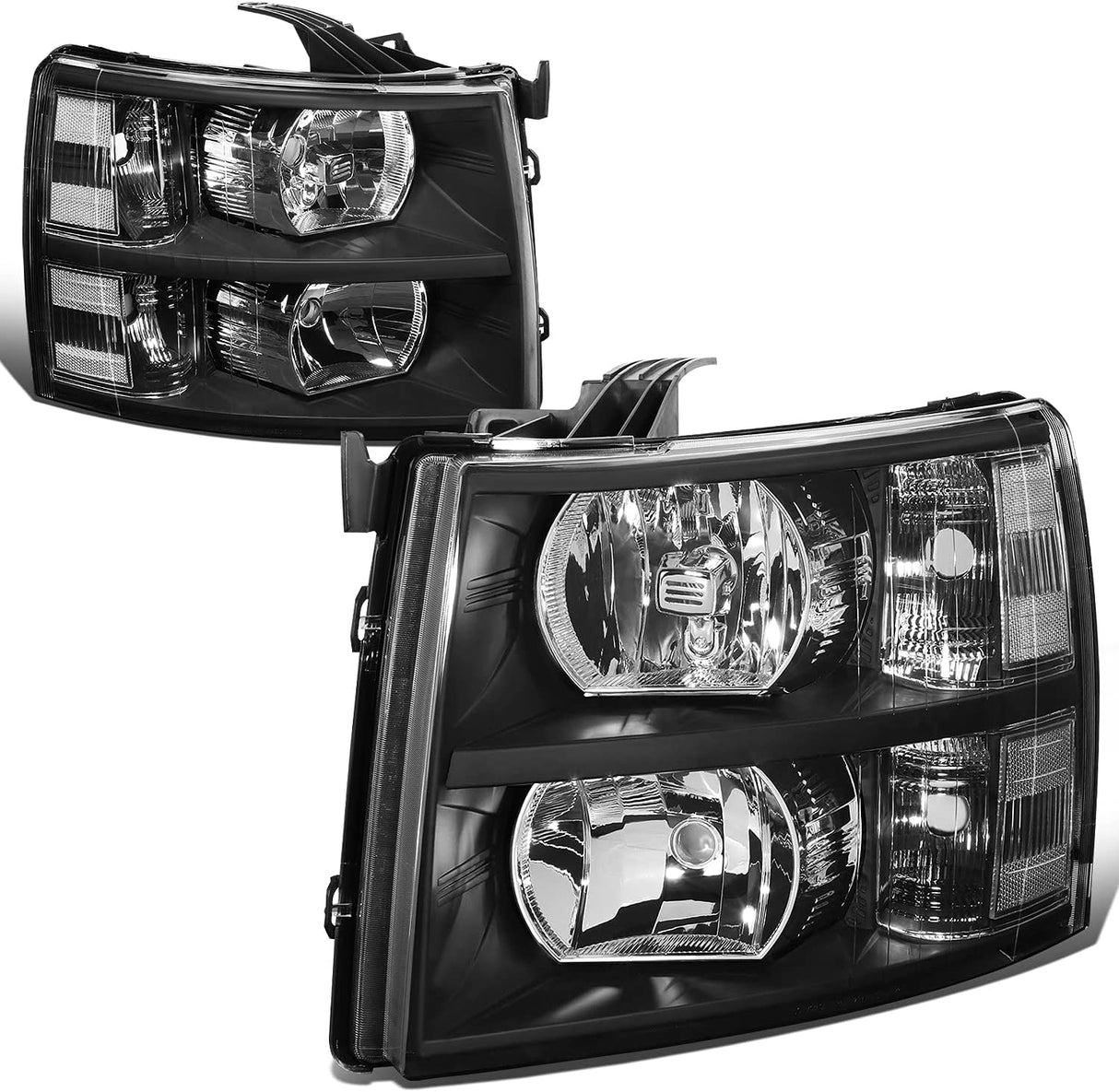 DNA Motoring HL-OH-CSIL07-BK-CL1 Black Headlights Pair Compatible with 07-13 Silverado 1500 2500 3500 HL-OH-CSIL07-BK-CL1