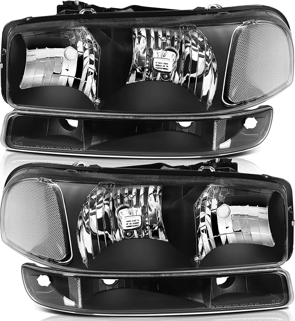 Lbrst Headlights Assembly For 19992006 Gmc Sierra 1500 20072007 Classic Black Housing Reflector Clear Lens Driver Passenger Side