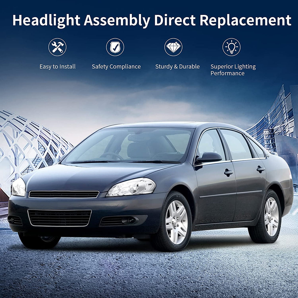 Autosaver88 Headlights Assembly Pair Compatible With 0613 Chevrolet Impala 1416 Chevy Limited 06 07 Monte Carlo Headlamp Replacement Chrome Housing Reflector A Clear Lens Oe