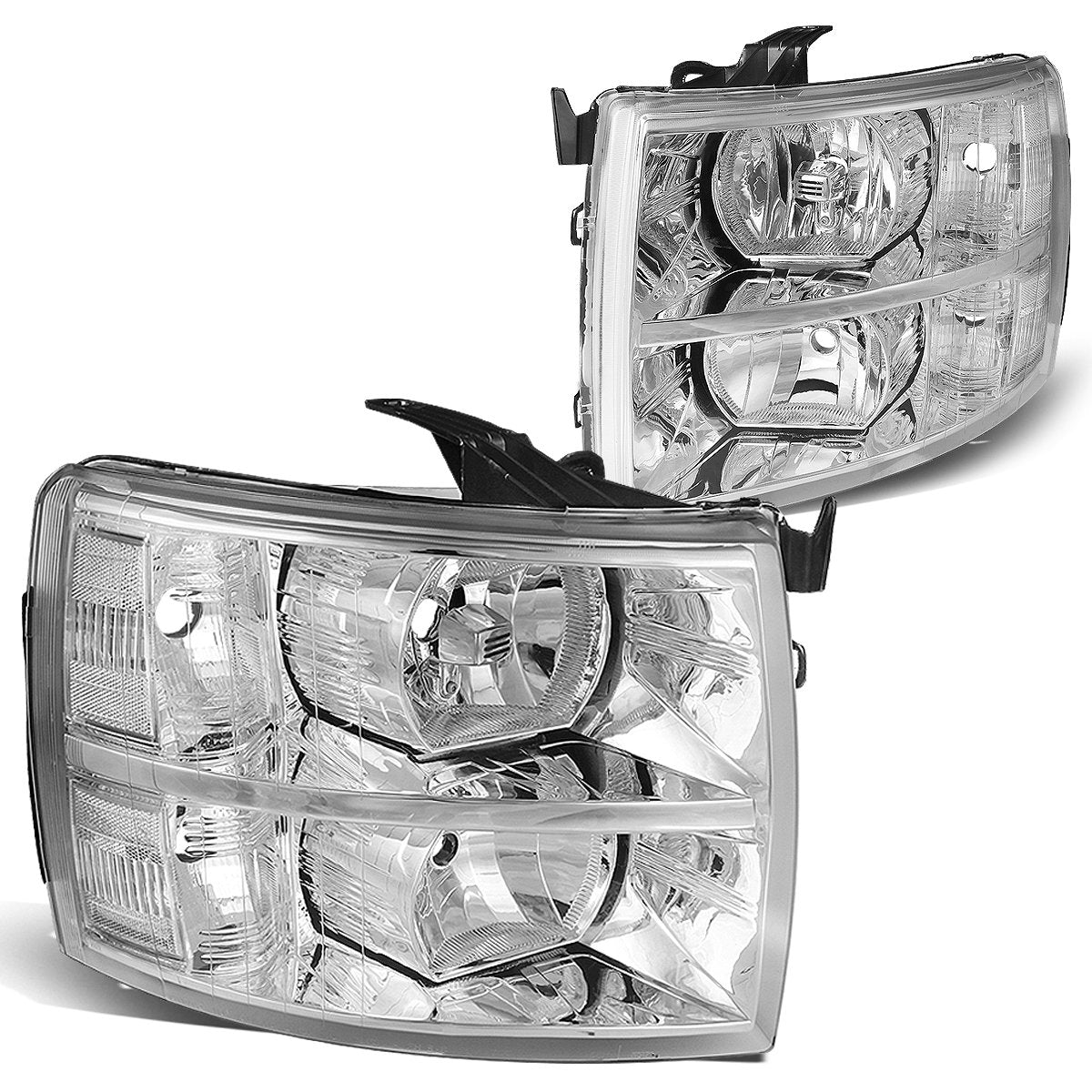 Dna Motoring Hlohcsil07chcl1 Chrome Housing Headlights Compatible With 0713 Silverado 15002500 Hd 3500 1500