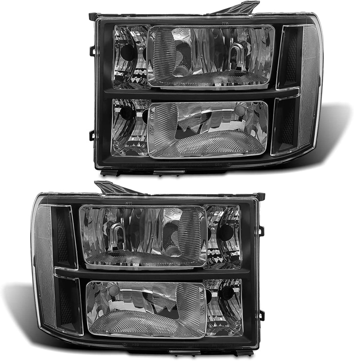 2007-2014 Sierra Headlight Assembly Compatible With Gmc 1500 0714 2500hd 3500hd Chrome Housing Amber Reflector Replacement Left And Right