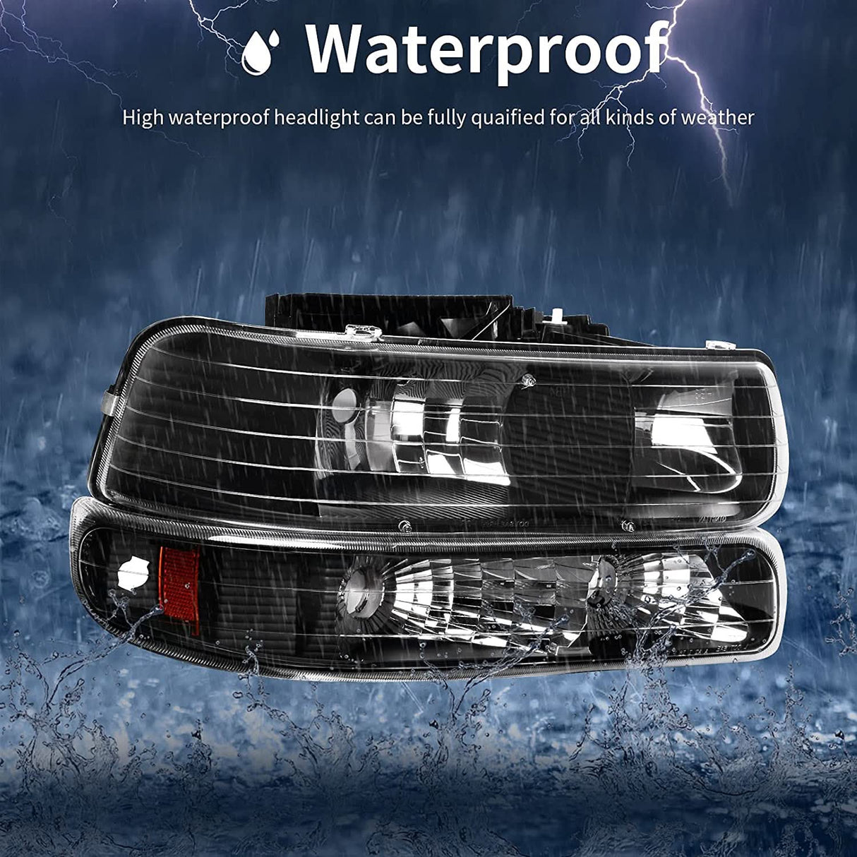 Autosaver88 Headlights Assembly Compatible With 19992002 Chevrolet Silverado 20012002 1500 2500 1500hd 2500hd 3500 20002006 Tahoe Suburban Lights In Bumpers