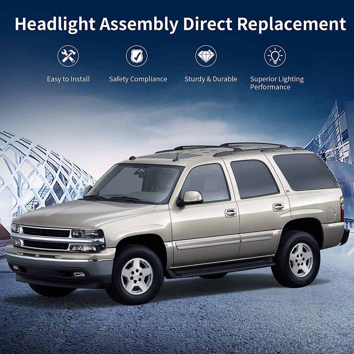 NTXGLOW Headlight Assembly (1999–2002 Chevrolet Silverado & 2000–2006 Tahoe / Suburban)