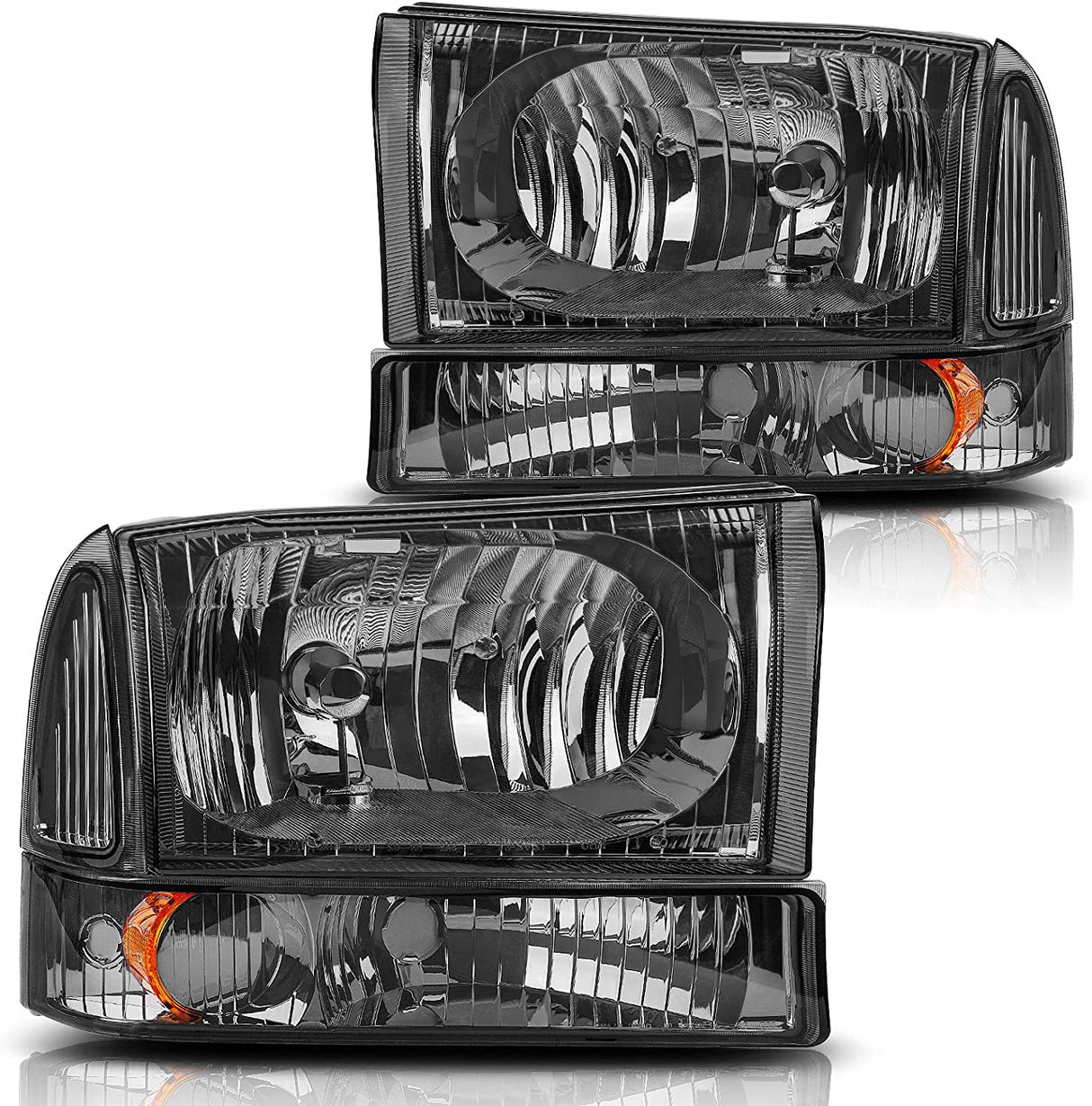 Dwvo Headlight Assembly Compatible With Ford F250 F350 F450 F550 Super Duty Pickup Truck Signal Lamps Chrome Housing Clear Lens Amber Reflector
