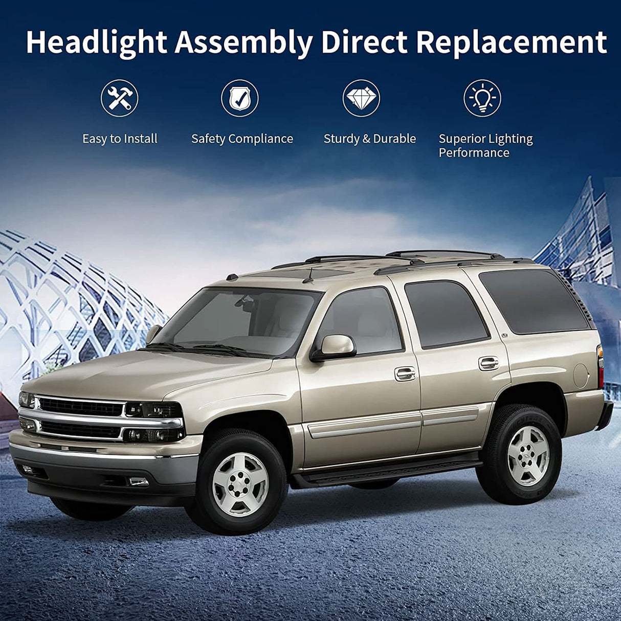 Autosaver88 Headlights Assembly Compatible With 19992002 Chevy Silverado 20002006 Tahoe Suburban Headlamp Bumper Lights Smoke Lens Reflector
