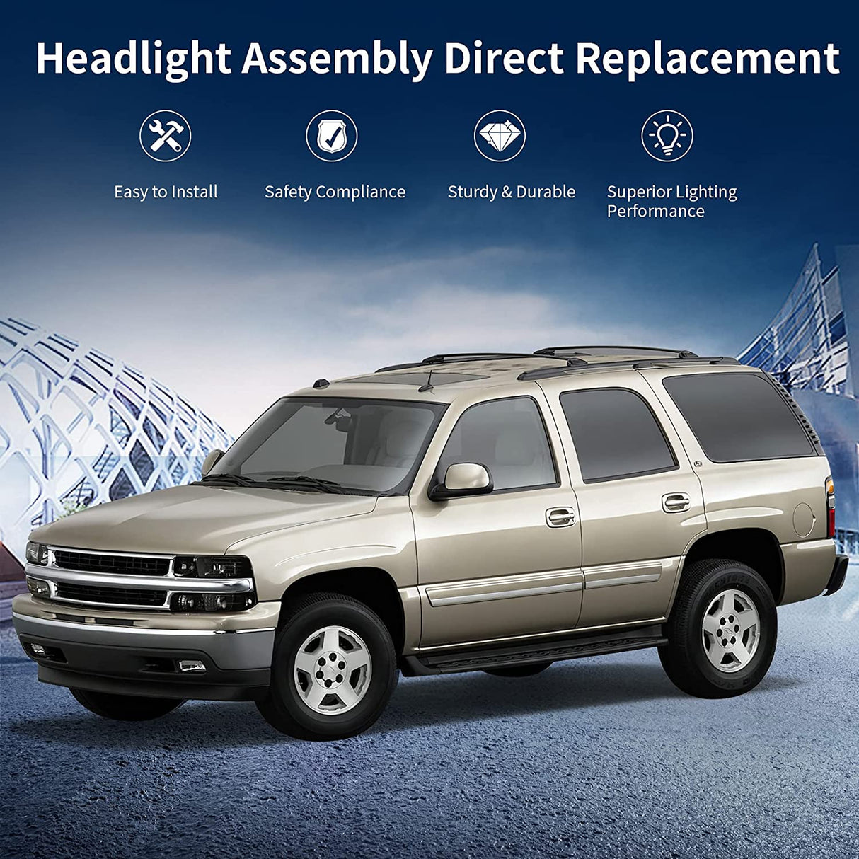 Autosaver88 Headlights Assembly Compatible With 19992002 Chevy Silverado 20002006 Tahoe Suburban Headlamp Bumper Lights Smoke Lens Reflector