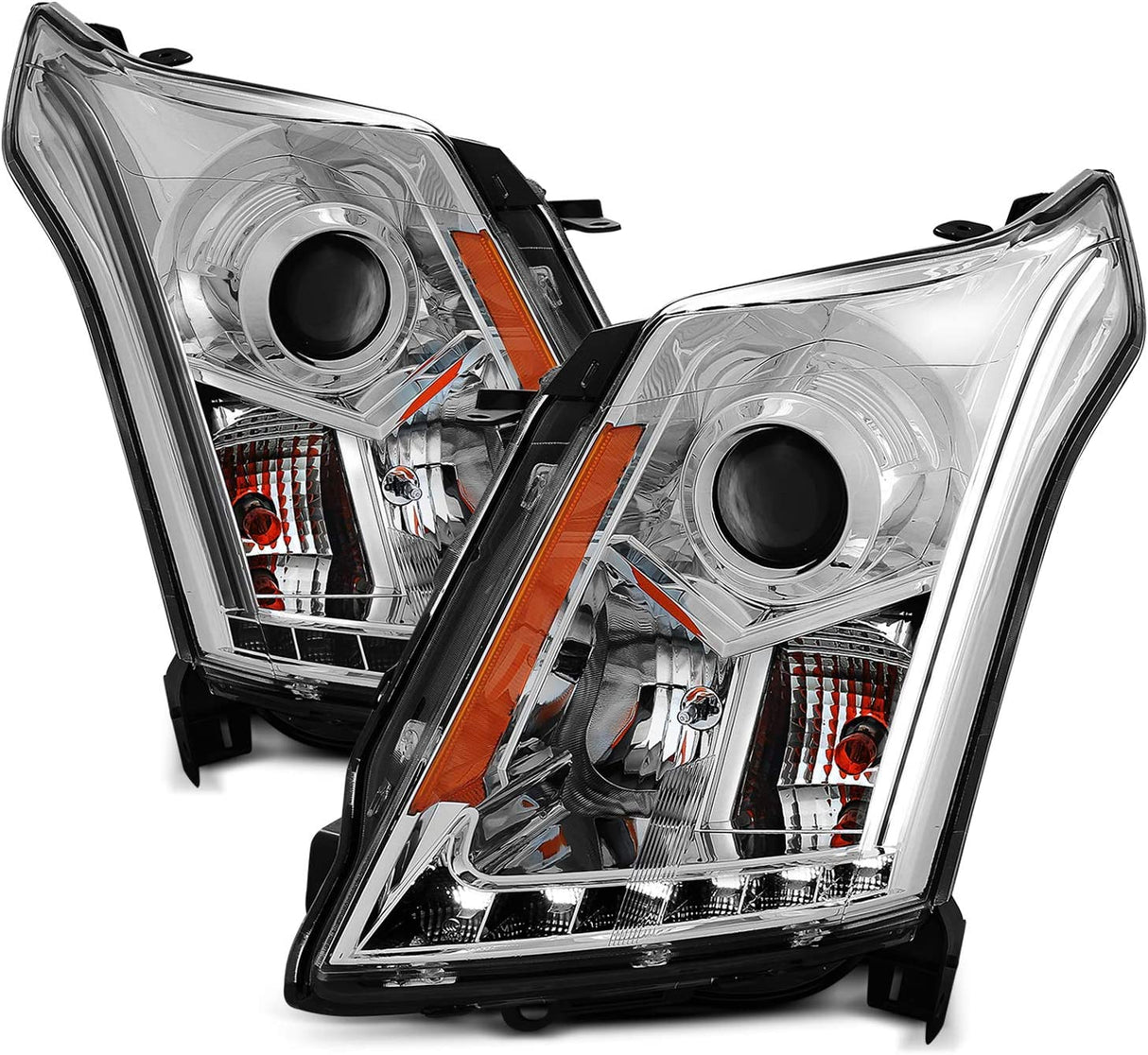 Amerilite Chrome Projector Replacement Headlights LED Boards For 20102016 Cadillac Srx Version Only Passenger And Driver Side