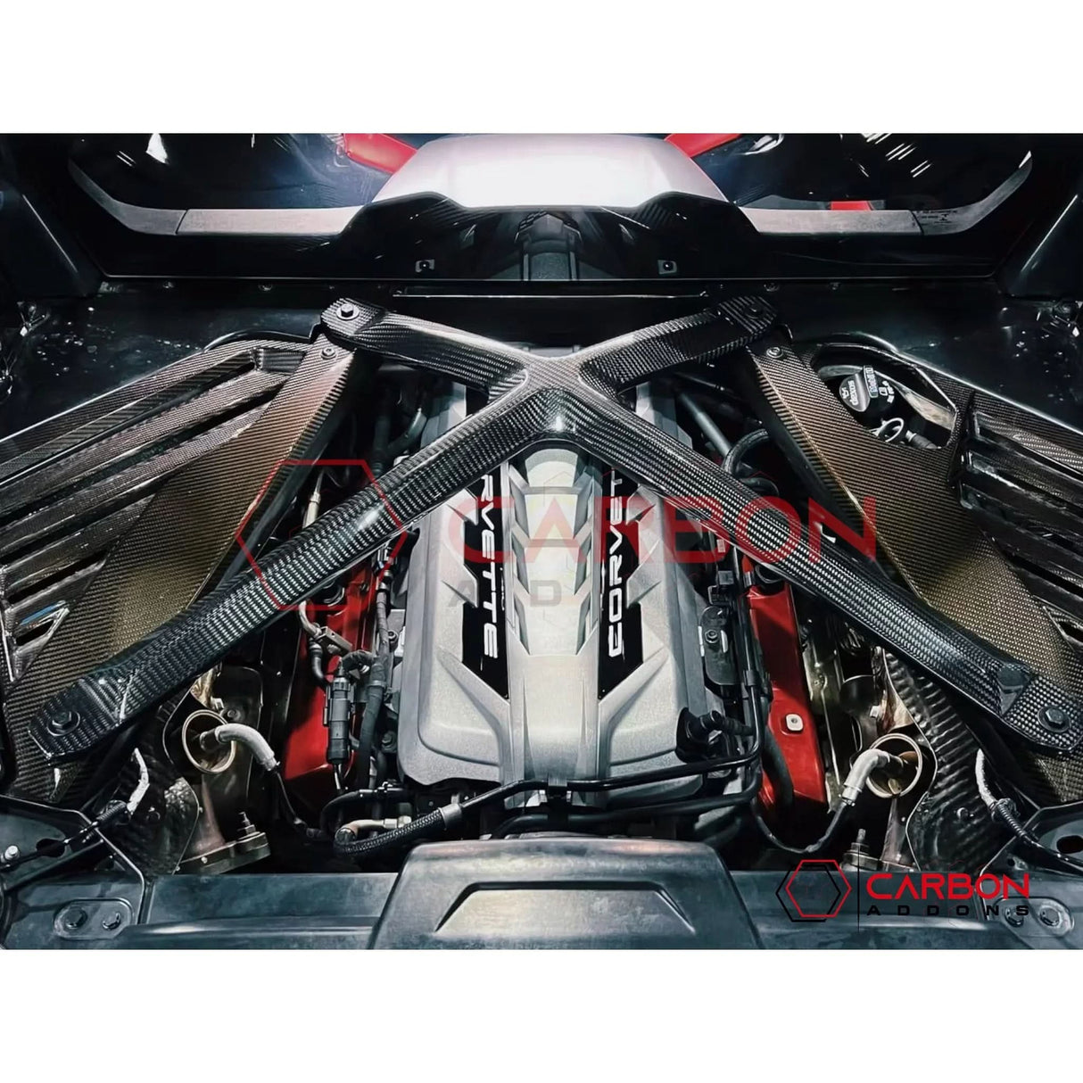 Carbon Fiber Engine Bay X-Brace for Corvette C8 Coupe Stingray Z51 (2020–2026)