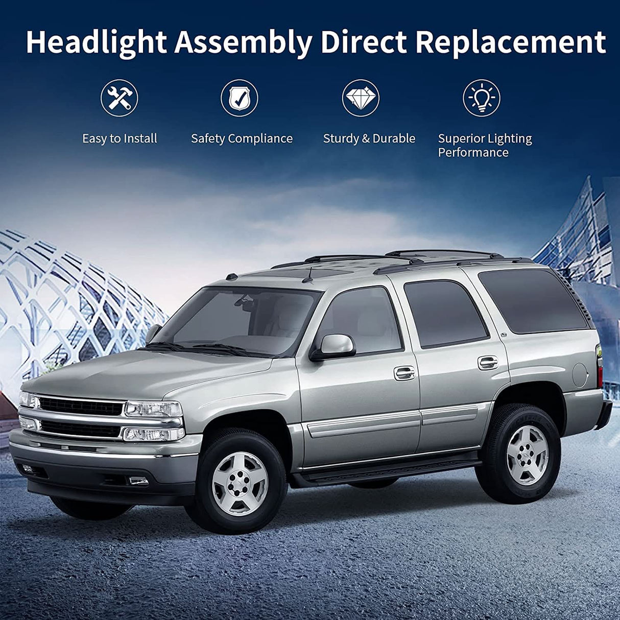 Autosaver88 Headlight Assembly Compatible With 19992002 Chevy Silverado 20002006 Tahoe Suburban Headlamp Bumper Lights Black Housing Reflector Chrome
