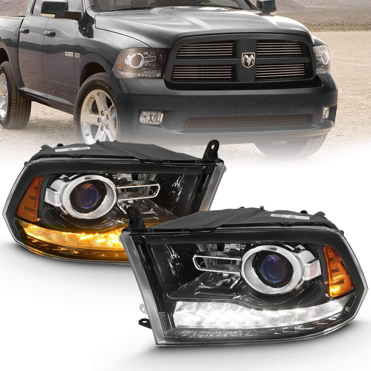 Amerilite LED Headlight Bulb Drl Directional For Dodge Ram 1500 2500 3500 Passenger And Driver Side