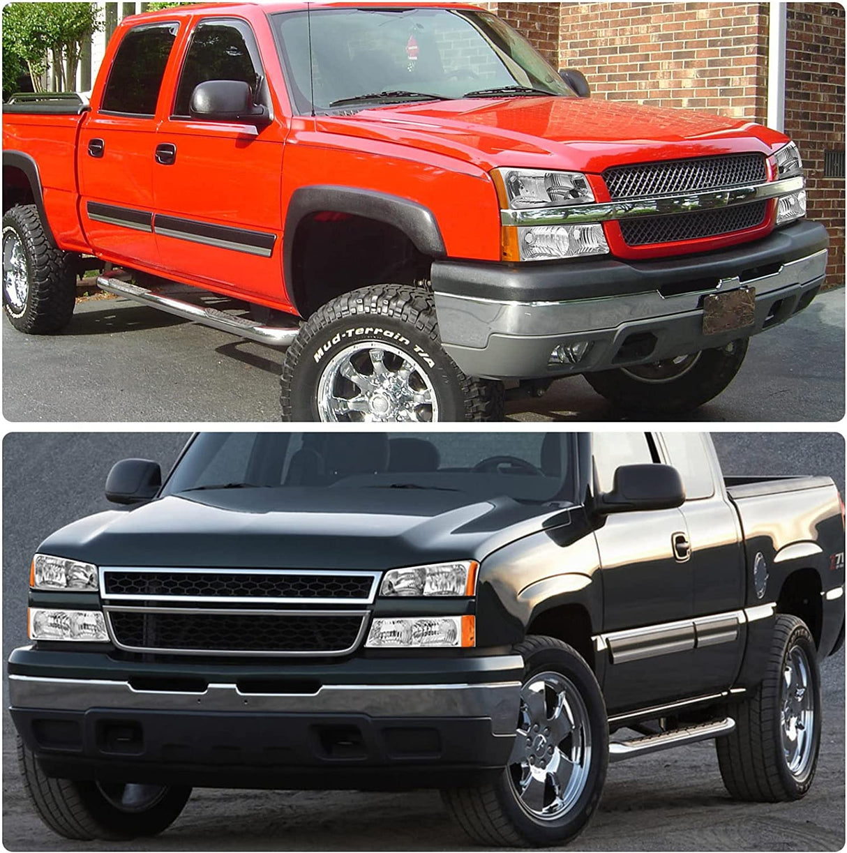 2003-2006 Silverado Headlight Assembly For Chevy Avalanche 150025003500 Clear Chrome Lens With Amber Reflector Replacement Left And Right