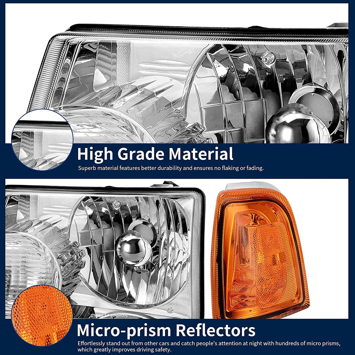 Autosaver88 LED Drl Headlight Assembly Compatible With 20012011 Ford Ranger Pair Headlights Wdaytime Running Light Chrome Housing Amber Reflector