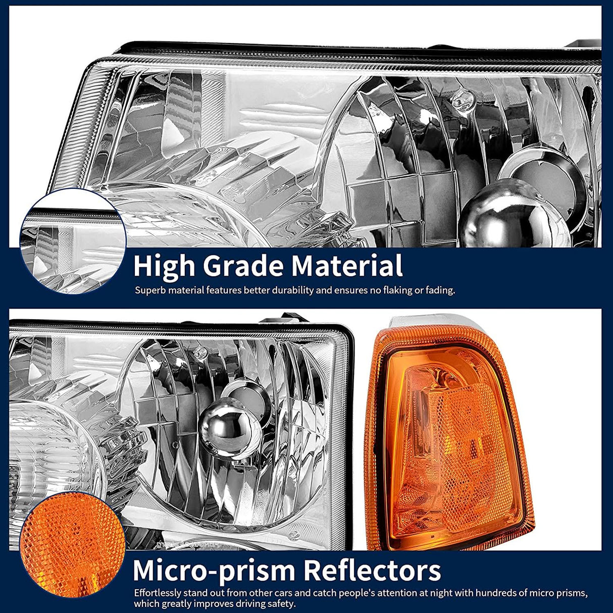 Autosaver88 LED Drl Headlight Assembly Compatible With 20012011 Ford Ranger Pair Headlights Wdaytime Running Light Chrome Housing Amber Reflector