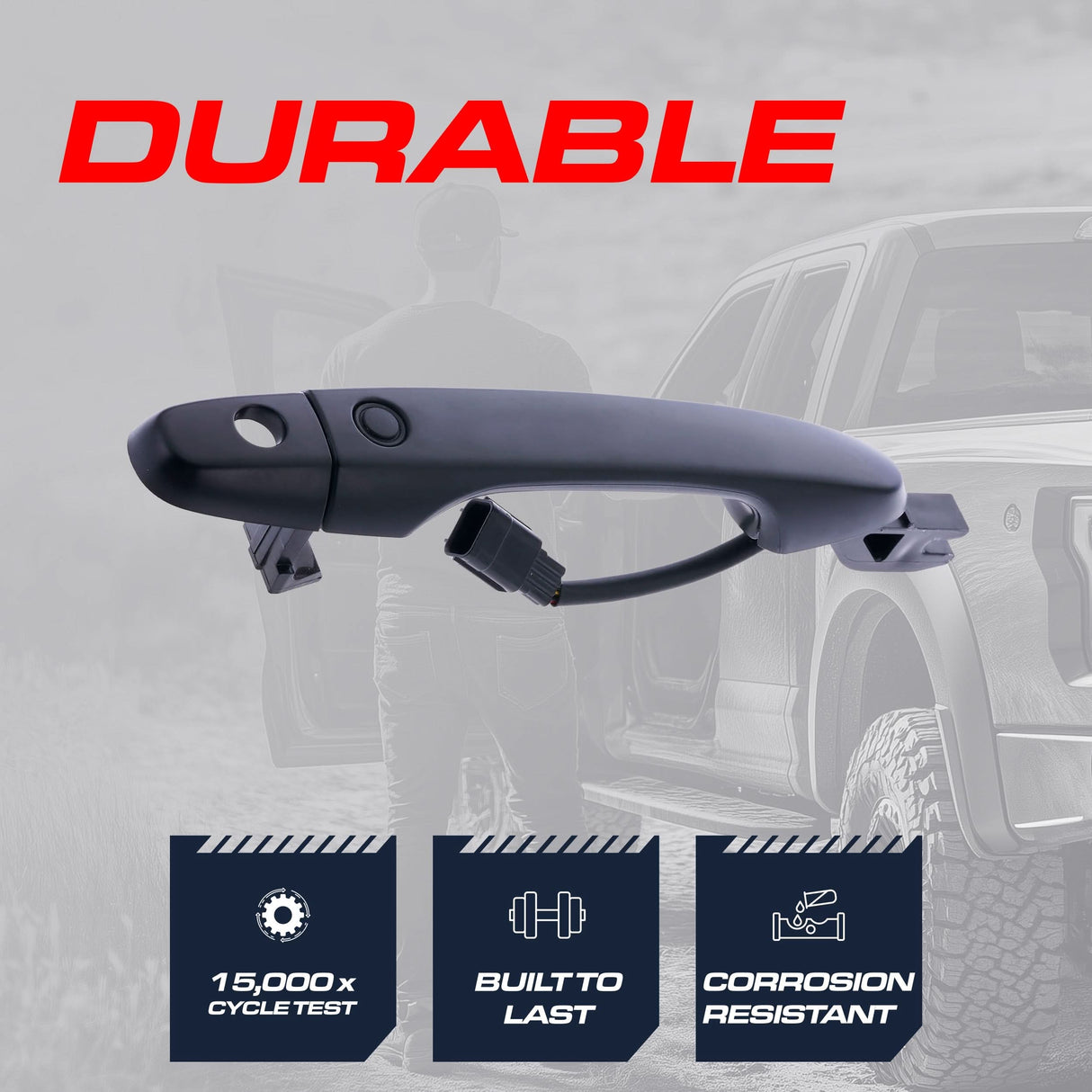 Exterior Door Handle Black Replacement for Honda Civic Hybrid (2012-2015), CR-V (2012-2016) OE Part # 72144-TR0-A11ZD, 72181-T1G-E11ZF | Front Left Driver Side