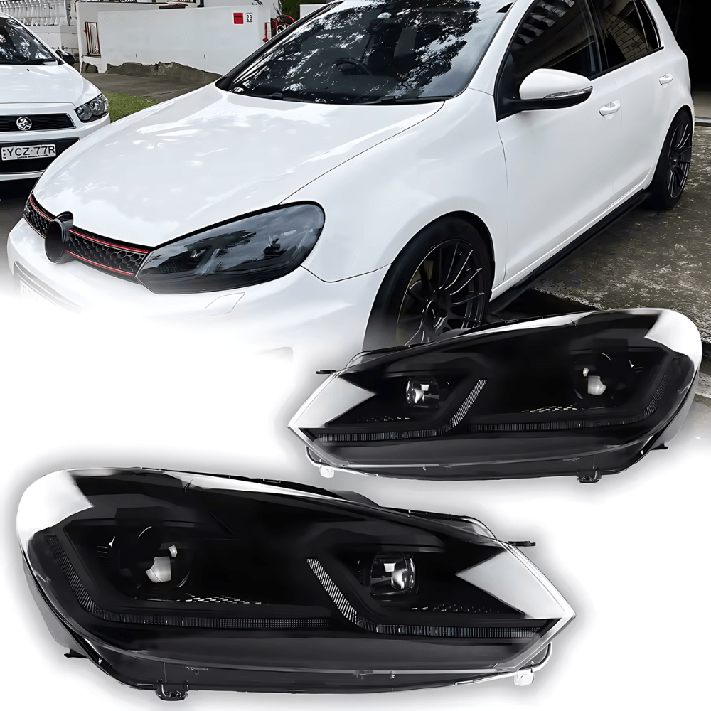 Volkswagen Golf MK6 Red, Silver, and Black Projector with Dynamic Signal LED Headlights (2009 - 2013) - K2 Industries