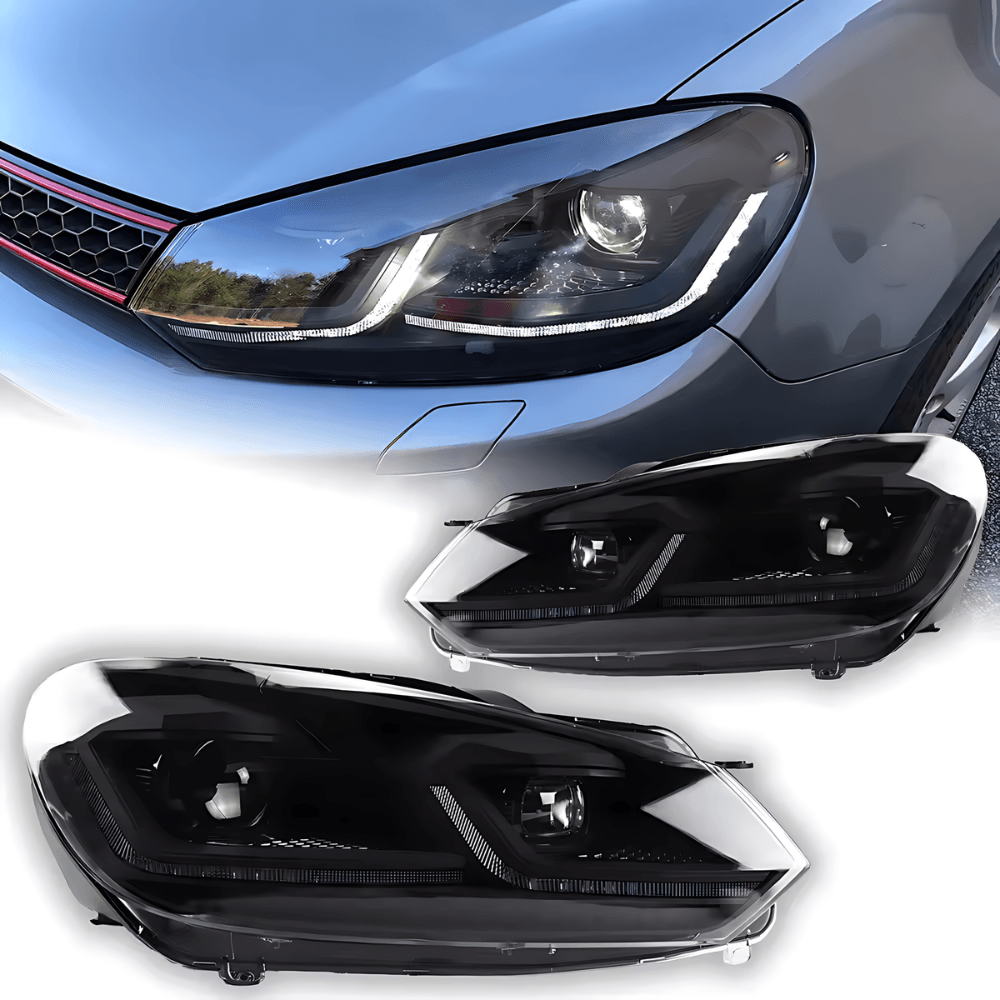 Volkswagen Golf MK6 Red, Silver, and Black Projector with Dynamic Signal LED Headlights (2009 - 2013) - K2 Industries