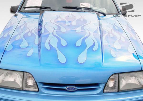 1987-1993 Ford Mustang 2" Cowl Hood - 1 Piece - FRP