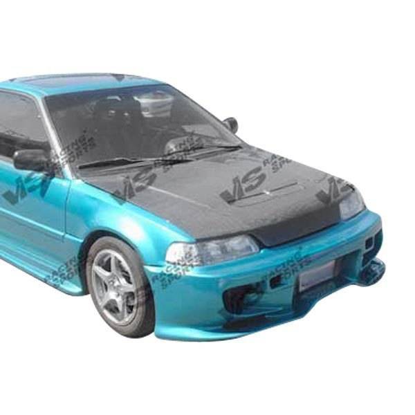 1988-1991 Honda CRX JDM Hatchback TECHNO R Style Carbon Fiber Black Hood
