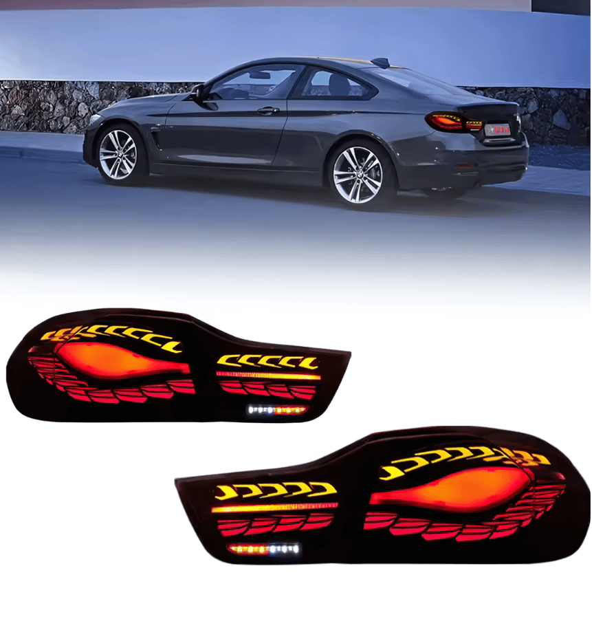 BMW F32 F36 F82 F33 F83 4 Series - Double Dragon Scale Black LED Tail lights (2013 - 2018) - K2 Industries
