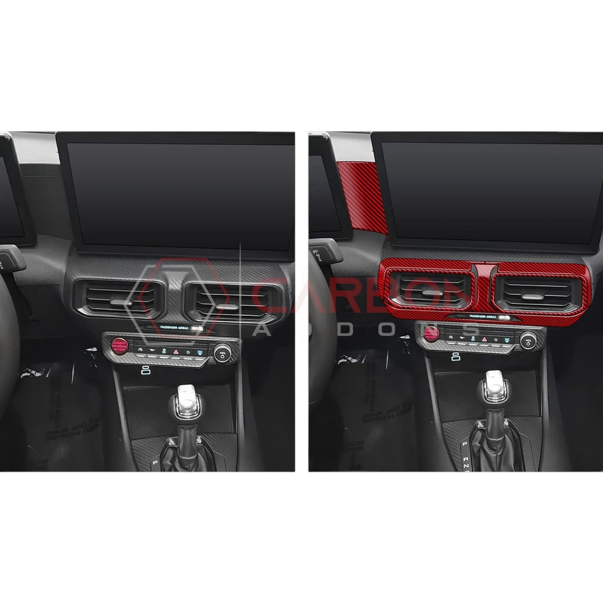 2024+ S650 Mustang Real Carbon Fiber Dash Center AC Vents Trim Overlays