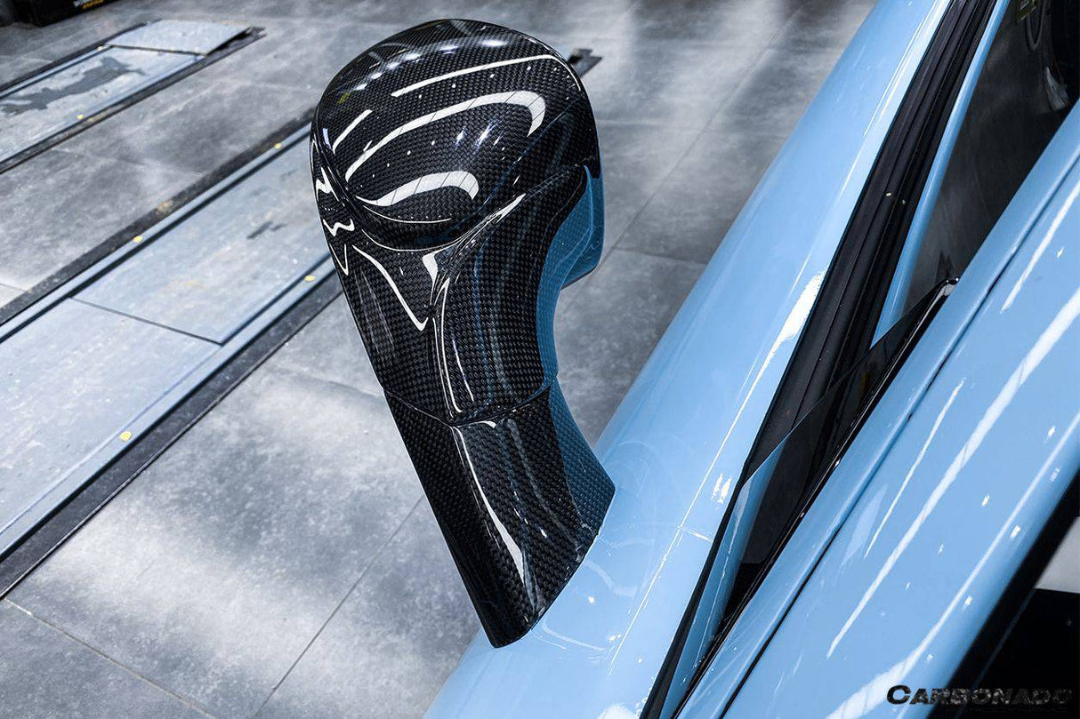 2015-2020 Ferrari Carbon Fiber Mirror House with Base Replacement Carbonado (OE) | Fits: F8, 488, Pista