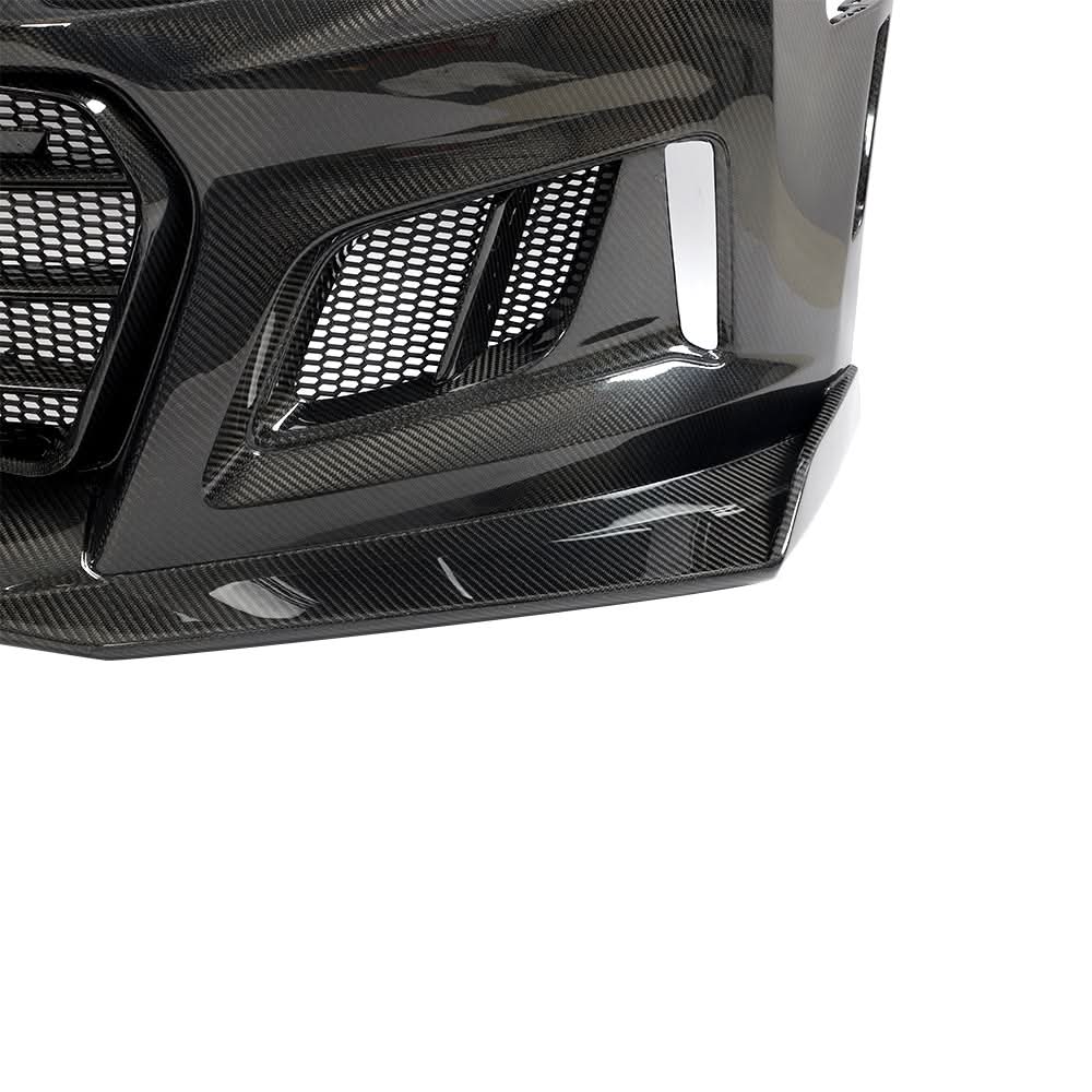 2017-2025 Chevy Camaro ZL1 Black Panther 1PC Full Gloss Carbon Fiber Track Package Front Bumper Conversion