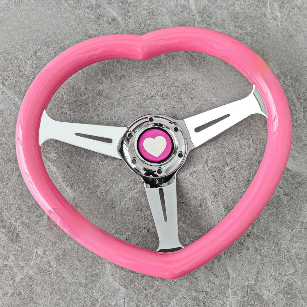 JDM Chrome Bracket Heart Shaped Steering Wheel