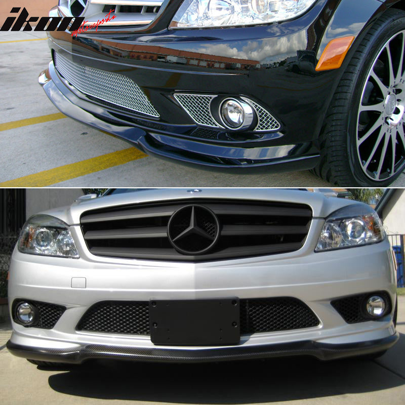 2008-2011 Benz C Class W204 AMG Style Front Bumper Lip Carbon Fiber