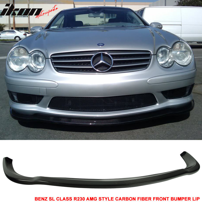 2003-2006 Benz SL Class R230 AMG Style Front Bumper Lip Carbon Fiber