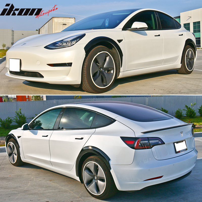 2017-2023 Tesla Model 3 Fender Flares Wheel Trim Matte Black 8PC FRP