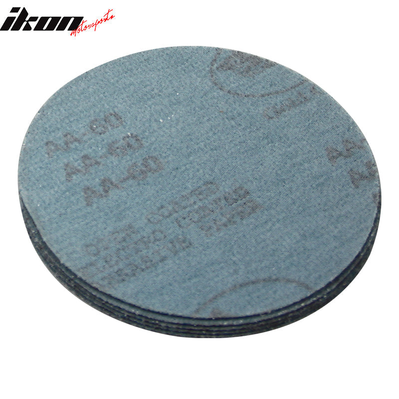 50PC 5in 127mm 60 Grit Auto Sanding Disc Sandpaper Sheets Sand Paper