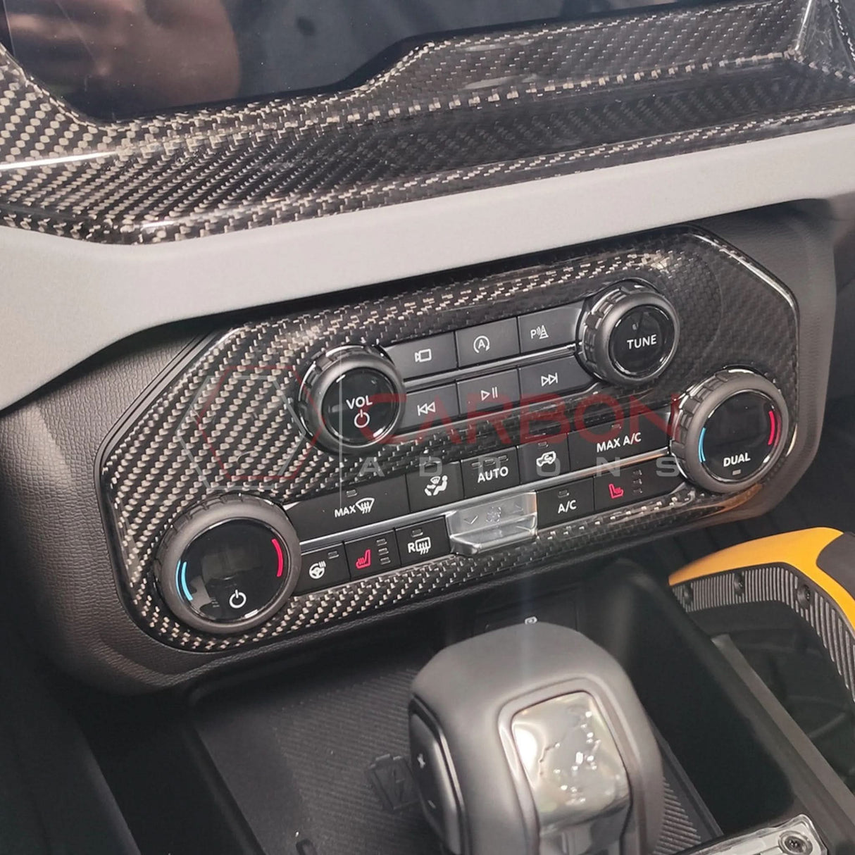 2021+ Bronco Real Carbon Fiber Radio & AC Control Panel Cover