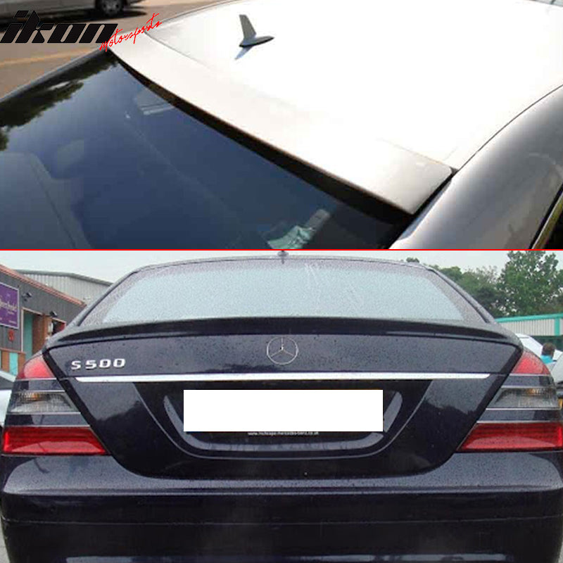 Fits 07-13 W221 Trunk Spoiler & L Type Roof Wing #040 Black