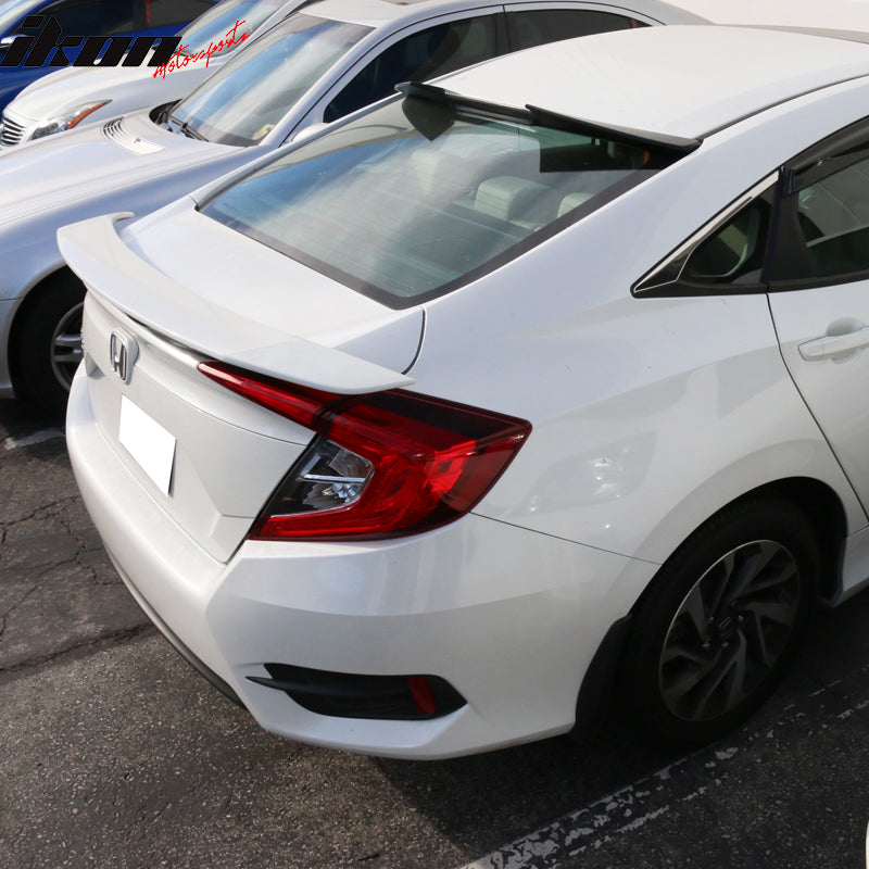 2016-2021 Honda Civic Sedan V Style Painted #NH788P White Roof Spoiler