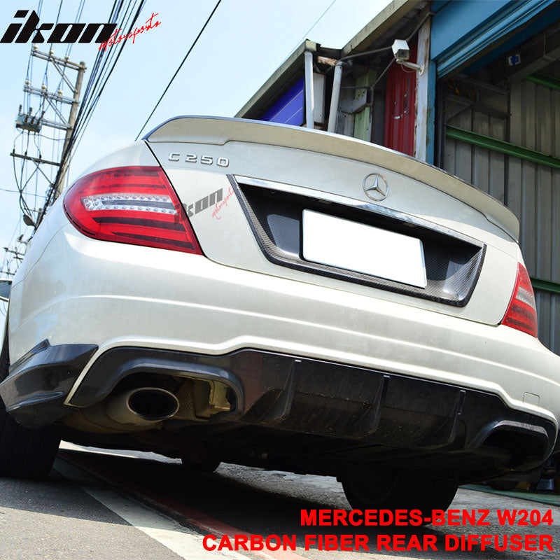2012-2014 Benz C-Class W204 LCI Rear Lip Diffuser Carbon Fiber