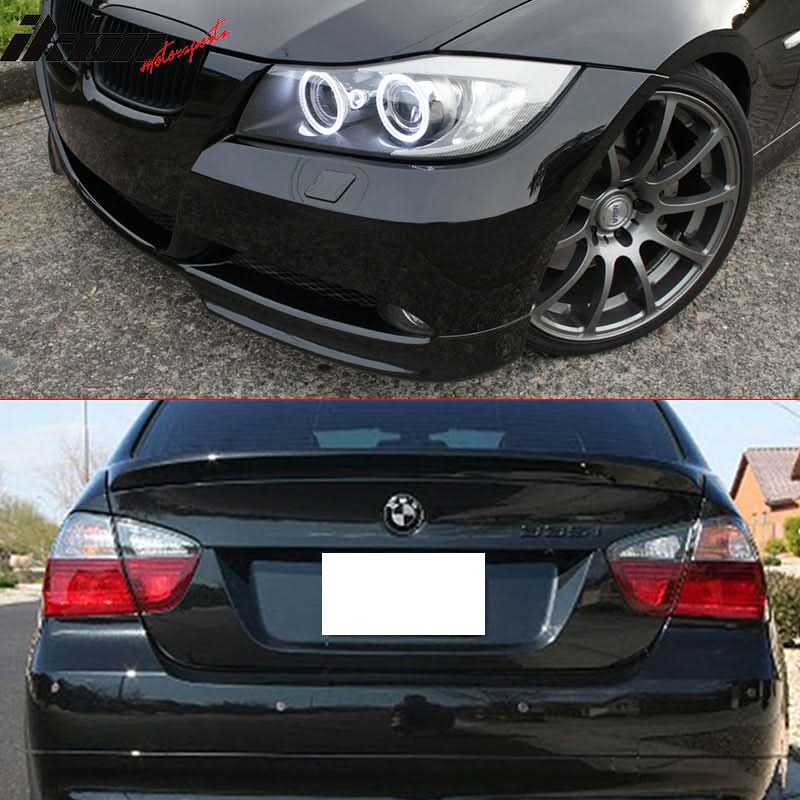 2006-2008 BMW E90 OE Style #668 Black Trunk Spoiler+Front Splitter ABS