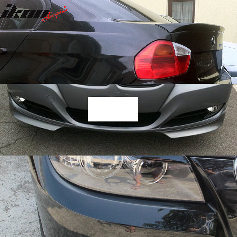 Fits 09-11 E90 OE Trunk Spoiler & Front Bumper Lip & Headlight Eyelids