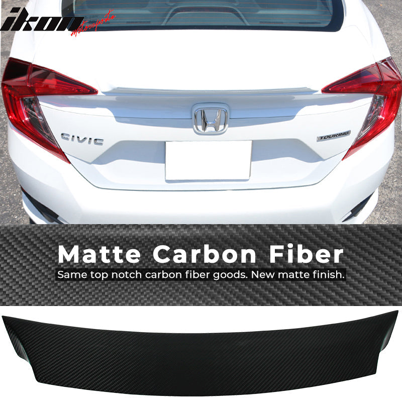 2016-2021 Honda Civic 10th 4Dr Ikon Style Carbon Fiber Trunk Spoiler