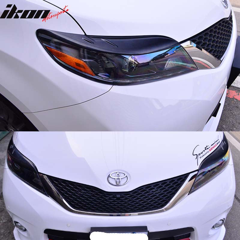 2011-2017 Toyota Sienna Headlight Eyelids Eyebrows Cover ABS