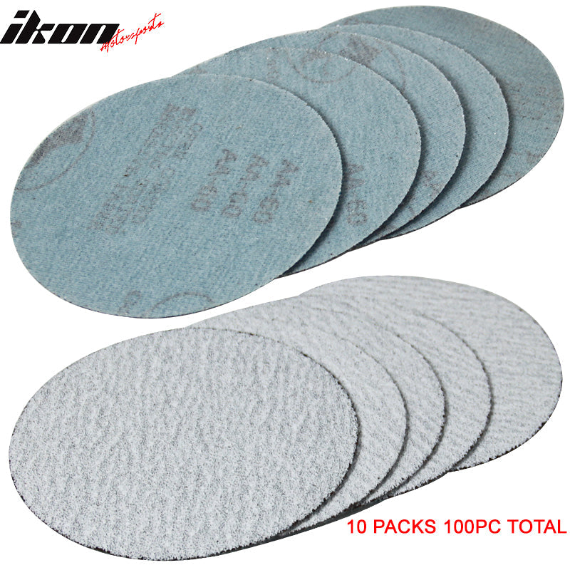 100PC 5in 127mm 60 Grit Auto Sanding Disc Sandpaper Sheets Sand Paper