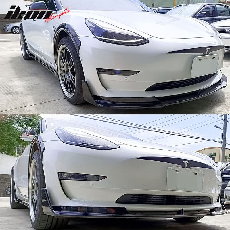 2017-2023 Tesla Model 3 Side Skirts Extension V Style Gloss Black 6PC