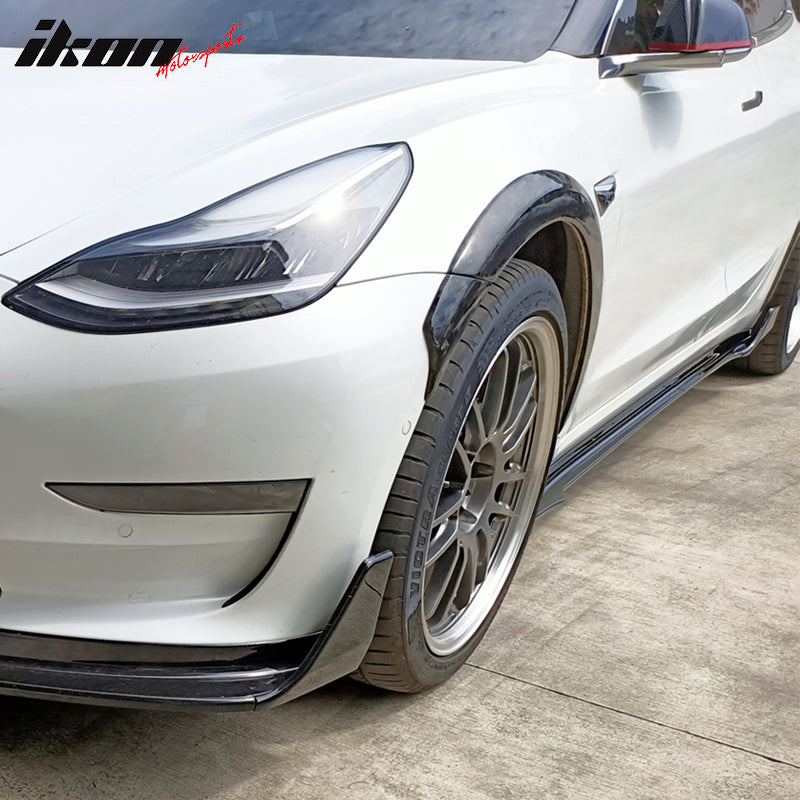 2017-2023 Tesla Model 3 Side Skirts Extension V Style Gloss Black 6PC
