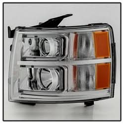 xTune Chevrolet Silverado 1500/Silverado 2500 HD/Silverado 3500 HD 07-13 Light Tube Style XTune Halo Projector Headlights Chrome