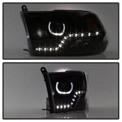 Akkon Dodge Ram 1500/Ram 2500/Ram 3500/1500/2500/3500 09-10 LED XTune Halo Projector Headlights Black