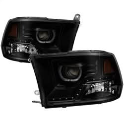 Akkon Dodge Ram 1500/Ram 2500/Ram 3500/1500/2500/3500 09-10 LED XTune Halo Projector Headlights Black Smoke