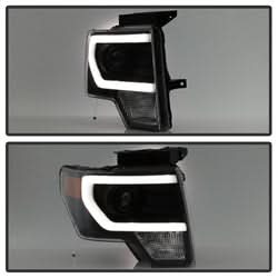 xTune Ford F-150 09-14 Halogen Model Only XTune DRL Light Bar Projector Headlights Not Compatible w/Factory Xenon/HID Model Black