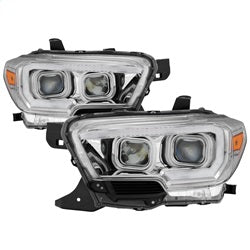 Akkon Toyota Tacoma 16-18 w/Sequential Turn Signal XTune DRL Light Bar Projector Headlights Chrome