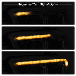 Akkon Toyota Tacoma 16-18 w/Sequential Turn Signal XTune DRL Light Bar Projector Headlights Chrome