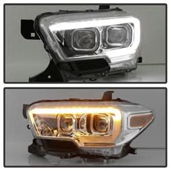 Akkon Toyota Tacoma 16-18 w/Sequential Turn Signal XTune DRL Light Bar Projector Headlights Chrome